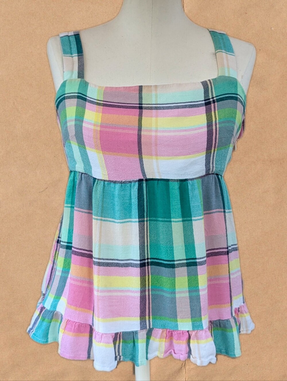Loft Pastel Plaid Tank Top